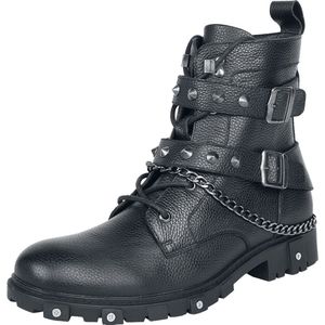 Gothicana zwarte laarzen met klinknagels en gespen - Heren - EU42