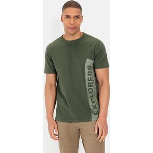 camel active Jersey T-shirt gemaakt van duurzaam biologisch katoen - Maat menswear-XL - Donker Groen