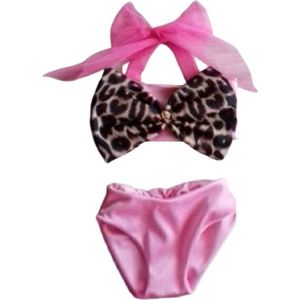 Maat 152  Bikini badpak roze Dierenprint panterprint badkleding baby en kind zwemkleding