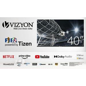 VIZYON 40” Full HD Smart TV – Wi-Fi – YouTube/Netflix – 2×HDMI – 1×USB