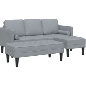 vidaXL - 2 - Delige - Sofa - Set - met - Kussens - Licht - Grijs - Stof