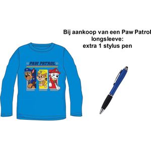 Paw Patrol Nickelodeon Longsleeve - T-shirt - Koningsblauw. Maat 116-122 cm / 6-7 jaar + EXTRA 1 Stylus Pen