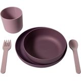 Bo Jungle - CPLA Eet Set Baby - Kinderservies - Kraamcadeau - Bestek - Beker - Bord - 5 stuks - Milieu verantwoordelijk - Ecologisch - Vaatwasbestendig en magnetronbestendig - Eco-responsable CPLA Tableware Set Roze Paars