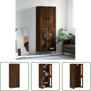 The Living Store Hoge Kast - Opbergkast - Bruineiken - 69.5 x 34 x 180 cm - Duurzaam Materiaal