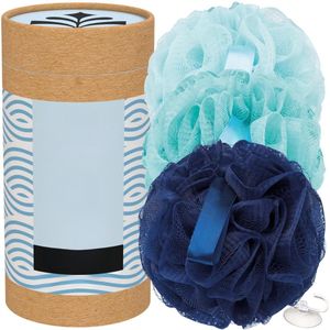 Goodivery ® Gerecyclede douchespons, Loofah bodyscrub, douchespons, exfoliërende spons, badbloem, Loofah Djamp, badspons, badspons voor mannen en vrouwen, 22 x 10 cm ,Oceaanblauw