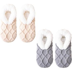 Dames Slipper Sokken - Winter Warmte - Pluisachtig Sherpa binnenkant - Ultracomfortabel voor blote voeten - Eén maat (Wasbaar)
