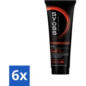 6 x Syoss - Power Hold - Haargel - Extra Sterke Fixatie - 250 ml - Haar Gel - Sterke Fixatie - Langdurige Styling - Haarproducten - Syoss