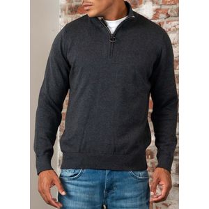 Barbour Cotton half zip knitted jumper - charcoal