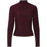 Pieces - Pcsandra Ls Mockneck Top - Beetroot Purple - T-shirt - Dames