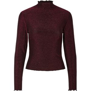 Pieces - Pcsandra Ls Mockneck Top - Beetroot Purple - T-shirt - Dames