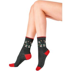 Pretty Polly Sokken - Kerst - Christmas - Dames Kerst Sokken - Design - Christmas Stocking Socks - One Size - Grijs/Mix