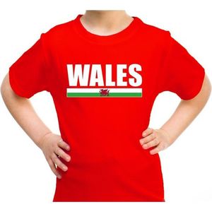 Wales supporter t-shirt rood voor kids - Verenigd Koninkrijk landen shirt - UK supporters kleding 122/128