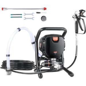Airless Verfspuitsysteem - 750W - 3000PSI Spuitpistool - Hoge Druk Verfspuit - met 15m Hogedrukslang - 1.2 l/min Maximale Stroom - Zwart
