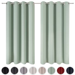 Blumtal Gordijnen - Verduisterend Gordijn Kant en Klaar - Blackout Gordijnen - 140 x 175 cm - Zomer Groen - Set van 2