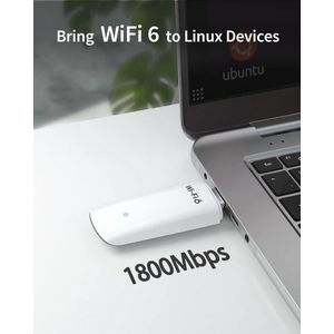 WiFi 6 USB Adapter voor Linux en Raspberry Pi | 1800Mbps Dual Band Geschikt voor Ubuntu, Debian, Mint en Meer