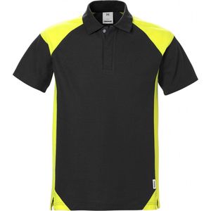 Fristads Poloshirt 7047 Phv - Zwart/hi-vis geel - M