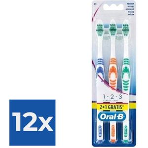 Oral-B Tandenborstel  Classic 123 Medium 3 Stuks - Voordeelverpakking 12 stuks