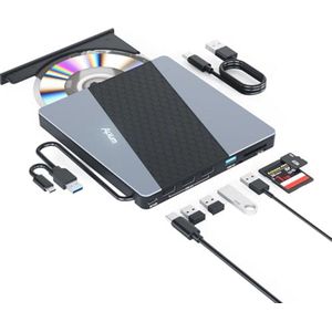 Dvd-speler voor Laptop - USB 3.0 & Type-C Externe CD/DVD RW Branders met SD/TF Slot en USB Poorten