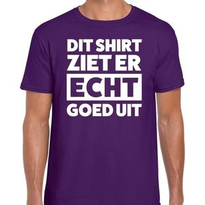 Toppers Dit shirt ziet er echt goed uit tekst t-shirt paars heren - heren fun shirt M