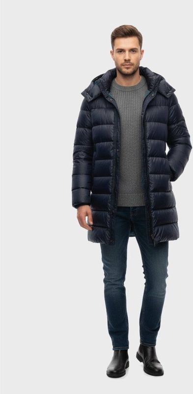 Blauer - Marine - Donsjack - Lange Jas - Gewatteerd - Mannelijk Model