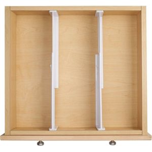 4-delige set verstelbare lade-inzetstukken - praktische schuifladenorganizer voor kasten en commodes - flexibele schuifladenverdeler van kunststof, Verpakking van 4, wit