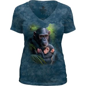 Ladies T-shirt Chimp Love V-neck Tri-Blend S