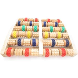 Massagevoetroller (dubbel) hout