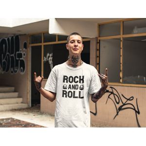 Rick & Rich - T-Shirt Rock and Roll - T-shirt met opdruk - T-shirt Muziek - Tshirt Music - Wit T-shirt - T-shirt Man - Shirt met ronde hals - T-Shirt Maat 3XL