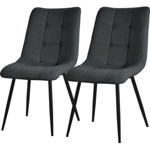 Eetkamerstoelen set van 2 antraciet Keukenstoel met polyester hoes en stalen poten ML design