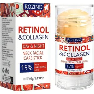 Collageen Hydraterende Nek & Gezichtscrème Stick, 40g - Diepe Vochtinbrenging voor Stralende Huid, Zacht & Niet-Irriterend, Verrijkt met Collageen/Aloë/Retinol/Hyaluronzuur, Geschikt voor Alle Huidtypes