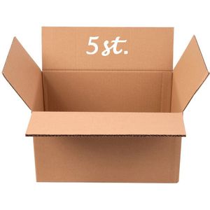 Verzenddoos 5 STUKS GROOT Karton 600 x 400 x 250 mm Kartonnen Verzenddozen dubbele Golf Bruin Doos 60 x 40 x 25 cm – opbergdoos – STEVIG 5-laags karton 660g/m2