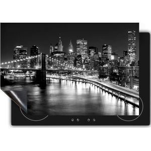 Chefcare Inductie Beschermer Skyline New York in het Centrum - Zwart Wit - 60x50 cm - Afdekplaat Inductie - Kookplaat Beschermer - Inductie Mat