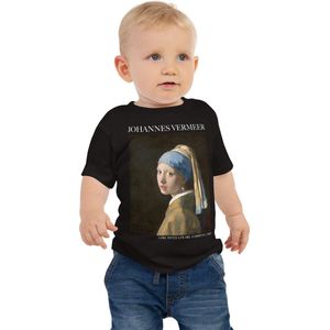 Johannes Vermeer 'Meisje met de Parel' (""Girl with a Pearl Earring"") Beroemde Schilderij Baby Kleding Meisjes | 100% Katoen | Kunst Baby Kleding Jongens | 6-12m