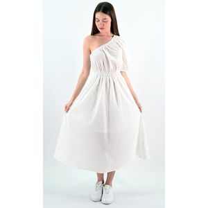 YesMooi - Asymmetrische One-Shoulder Midi Jurk - L (40) - %100 Cotton