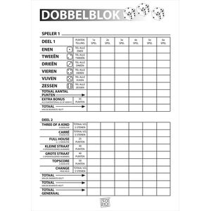 Scoreblok Yahtzee - Spelletjes blok - Spelletjes voor volwassenen - Yahtzee spel - 1 blok - 100 vellen
