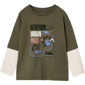 T-shirt - Kaki - 2-in-1 Effect - Voor Jongens