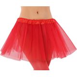 Dames verkleed rokje/tutu - tule stof met elastiek - rood - one size