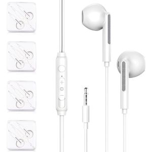 4x In-Ear Oordopjes met 3.5mm Jack - Oortjes met Draad en Microfoon voor Telefoon / Tablet / Laptop / Smartphone / GSM
