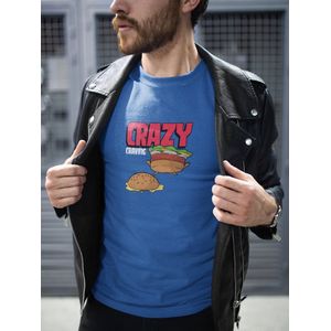 Shirt - Crazy craving - Wurban Wear | Grappig shirt | Craving | Unisex tshirt | Fast food | Airfryer | Sport | Verwenpakket | Wit, Zwart & Blauw