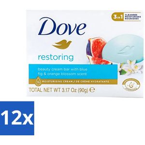 12 x Dove - Zeep - Restoring - Blauwe vijg & Sinaasappelbloesem - Hydraterend en verfrissend - 90 g - Dove Zeep - Go Fresh - Blauwe Vijg - Sinaasappelbloesem - Hydraterende Zeep