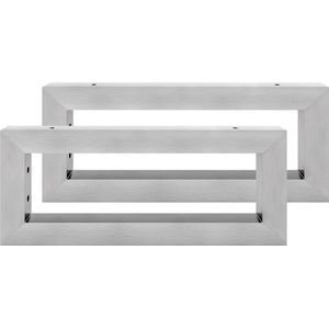 Aufun 2-delige set wandconsole voor wastafel 350x150 mm, wastafelhouder, metalen plankdrager, zware beugel voor wasbak en wandplank, zilver