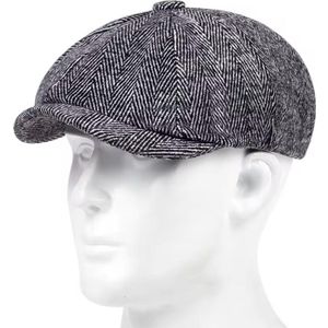 Retro Petten - Voor Lente en herfst - Grijs - 56/59 cm - Visgraat Platte Pet - Baret Heren - Krantenjongens pet - Cadeau voor Man - Vaderdag Cadeau - Geschenk - Cadeautjes - Cadeau - kado - Verjaardag - Kerstcadeau