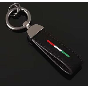 Alcantara Auto Sleutelhanger - Italiaanse Vlag - Past bij Italiaanse Automerken - Zwarte Suede Strap - Hanger in Antraciet - Keychain Sleutel Hanger Cadeau - Italië Auto Accessoires