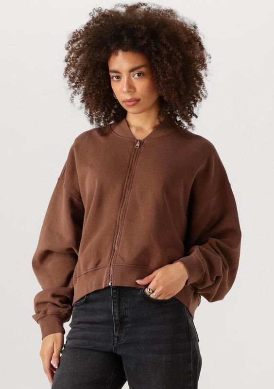 My Essential Wardrobe - Sweat Jacket - Bruin - Dames