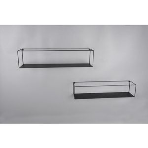Wandrek - Wandplanken - Trion Asil - 2-delig - Zwart - Metaal