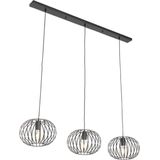 QAZQA johanna - Design Hanglamp voor boven de eettafel | in eetkamer - 3 lichts - L 1200 mm - Zwart - Woonkamer | Slaapkamer | Keuken