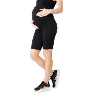 Be Mammy BE-BE20-285-LE Dames Zwangerschapsleggings - Kort - Katoen - Elasthan - Yogabroek - Zwart - S