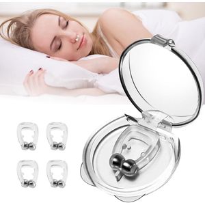 4 Stuks Snore Stopper - Anti-snurk hulpmiddel - Slaaphulpmiddel siliconen neuspiercing - Anti-snurk neusklem - Magnetische neusklem - Geschikt voor slaapademhaling - Geschikt voor mannen en vrouwen - Transparant
