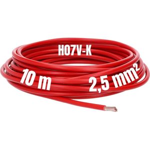 Kalitec 10 meter H07V-K 2,5 mm² rode bedradingskabel I kernkabel flexibel I PVC enkeladerig I meeraderig 2,5mm2 I bedrading fijnaderig I enkele kabel I kabel massief I schakeldraad