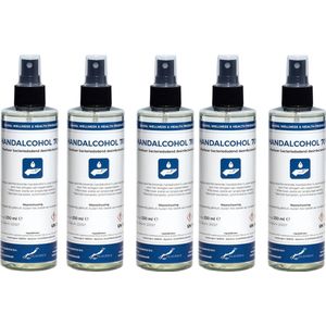 Handalcohol spray 70% - 250 ml met luxe zwarte verstuiver dop - set van 5 stuks